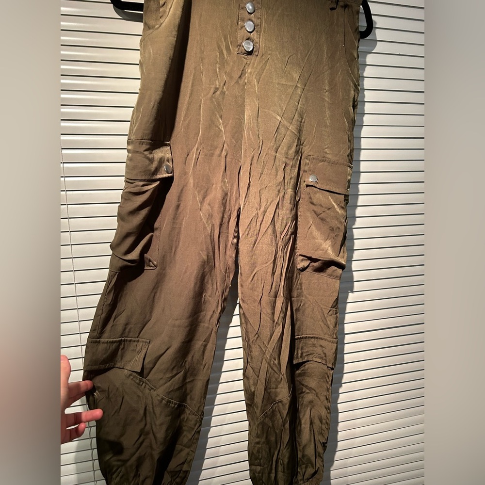 Silky army green cargo pants